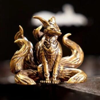 Alternative view of Brass Fox Sculpture  Nine-Tails Legend, Decorative Accent for Home & Office