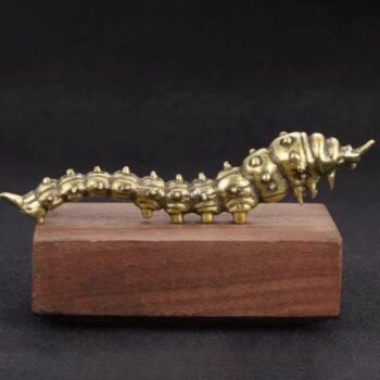 Alternative view of Brass Caterpillar Sculpture  Realistic Textured Design, Unique Bug Collectible