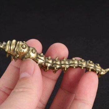 Brass Caterpillar Sculpture  Realistic Textured Design, Unique Bug Collectible