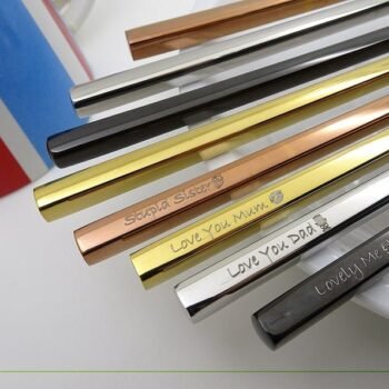 Alternative view of Engraved Fine Dining Chinese Metal Chopsticks Pair (1 Pair)- Custom Personalized Gifts Wedding Favors: Anniversary, Bride, Kitchen Gifts