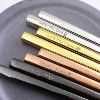 Engraved Fine Dining Chinese Metal Chopsticks Pair (1 Pair)- Custom Personalized Gifts Wedding Favors: Anniversary, Bride, Kitchen Gifts