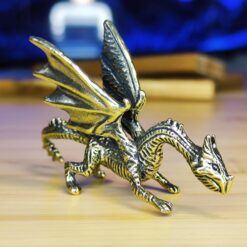 Brass Fire Dragon Figurine – Warcraft-Inspired Mythical Sculpture for Desk, Shelf, Fantasy Decor or Collector Gift - Image 7