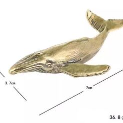 Alternative view of Solid Brass Whale Figurine – Miniature Ocean Animal Sculpture for Desk, Shelf, Nautical Decor or Collector Gift