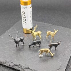 Alternative view of Mini Brass Deer Figurine Set – Stag, Doe, Fawn | Tiny Animal Sculpture | Collectible Desk Ornament