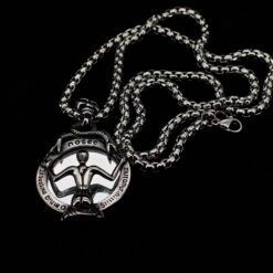 Gothic Skull Mirror Pendant Necklace Stainless Steel Serpent Dark Fantasy - Image 9