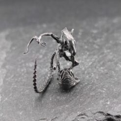 Alternative view of Brass Xenomorph Queen Guard Figurine — Sci-Fi Micro World Diorama Sculpture