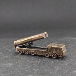 Alternative view of Brass Cruise Missile Launcher Miniature — Heavy Wheeled Military Vehicle Micro Model for Diorama