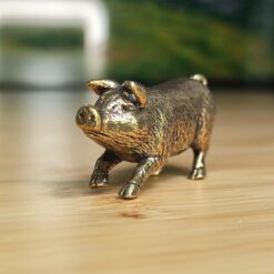 Handcrafted Brass Pig Figurine – Miniature Animal Sculpture for Desk, Shelf, Farmhouse Decor or Collectible Gift - Image 7