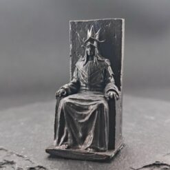 Brass Throne Figurine – Crowned Ruler, Handcrafted Dark Fantasy Collectible