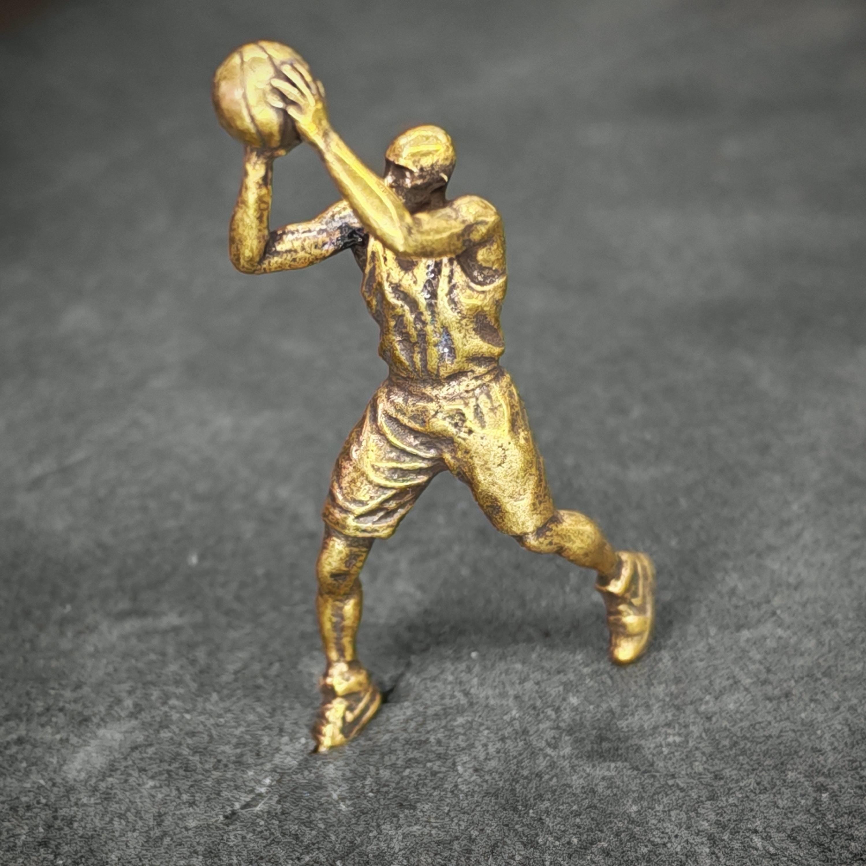 Brass Basketball Player Figurine — Vintage Sports Desk Sculpture & DIY Pendant - Image 4