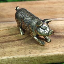Handcrafted Brass Pig Figurine – Miniature Animal Sculpture for Desk, Shelf, Farmhouse Decor or Collectible Gift - Image 4