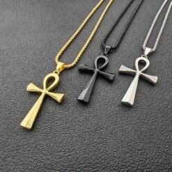 Alternative view of Ankh Cross Pendant Necklace – Ancient Egyptian Symbol | Metal Pendant with Stainless Steel Chain