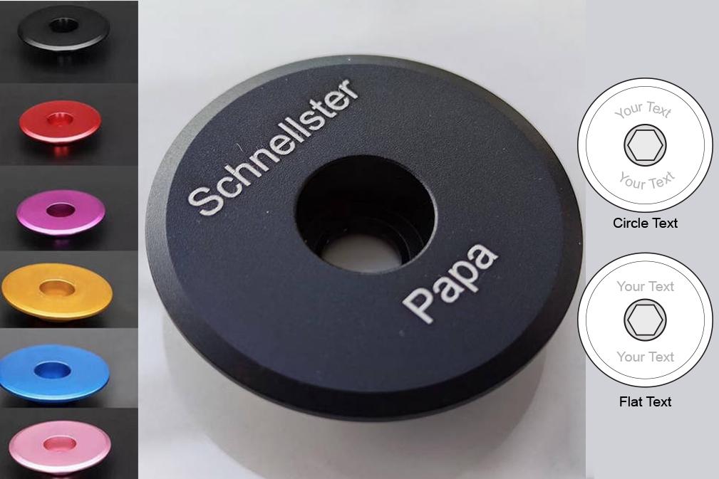 Bulk Bicycle Team Headset Caps | Custom Engraved Aluminum Stem Top Cover with Screw - Image 3