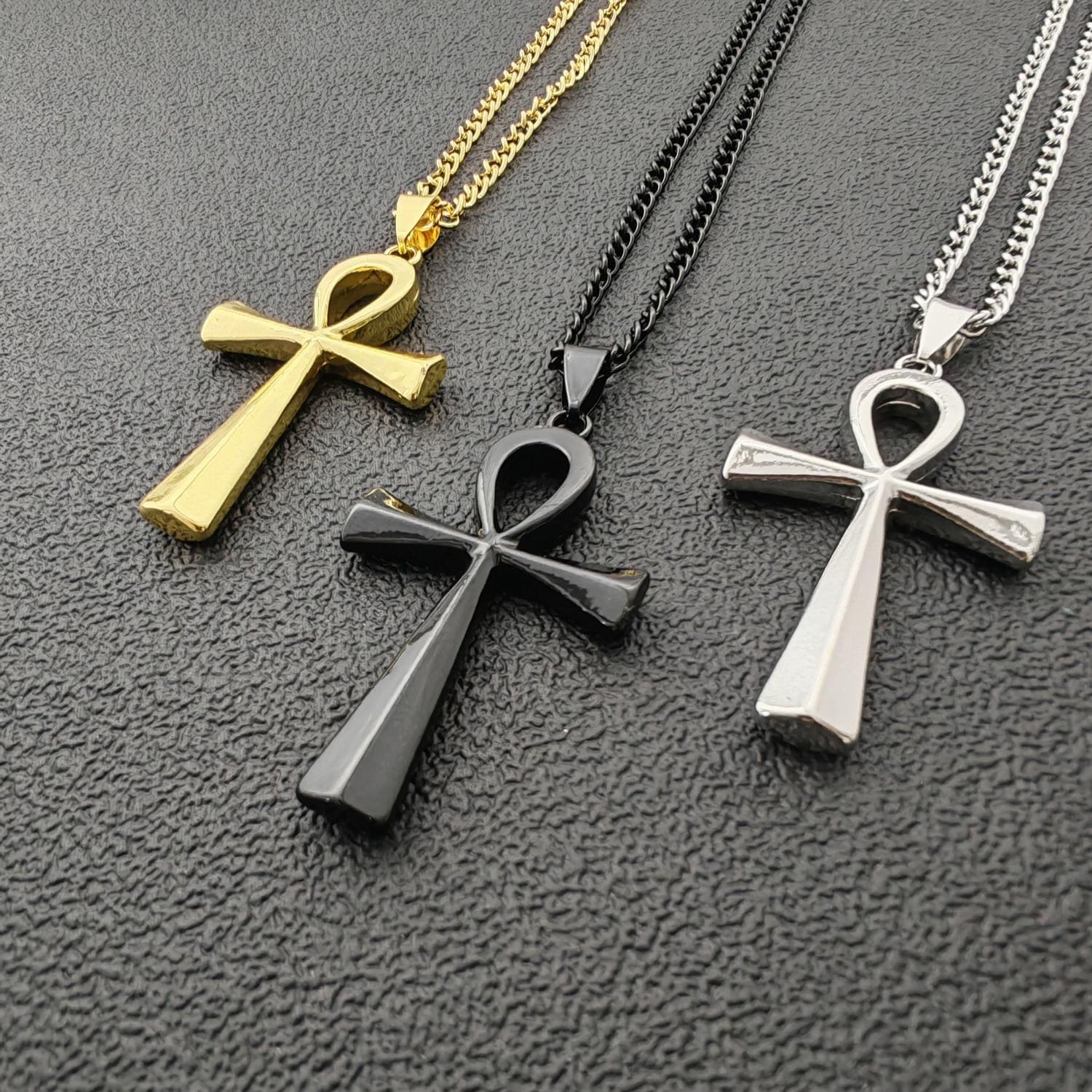 Ankh Cross Pendant Necklace – Ancient Egyptian Symbol | Metal Pendant with Stainless Steel Chain