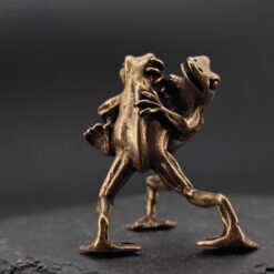Alternative view of Brawling Frogs Brass Figurine – Handcrafted Whimsical Wrestling Collectible