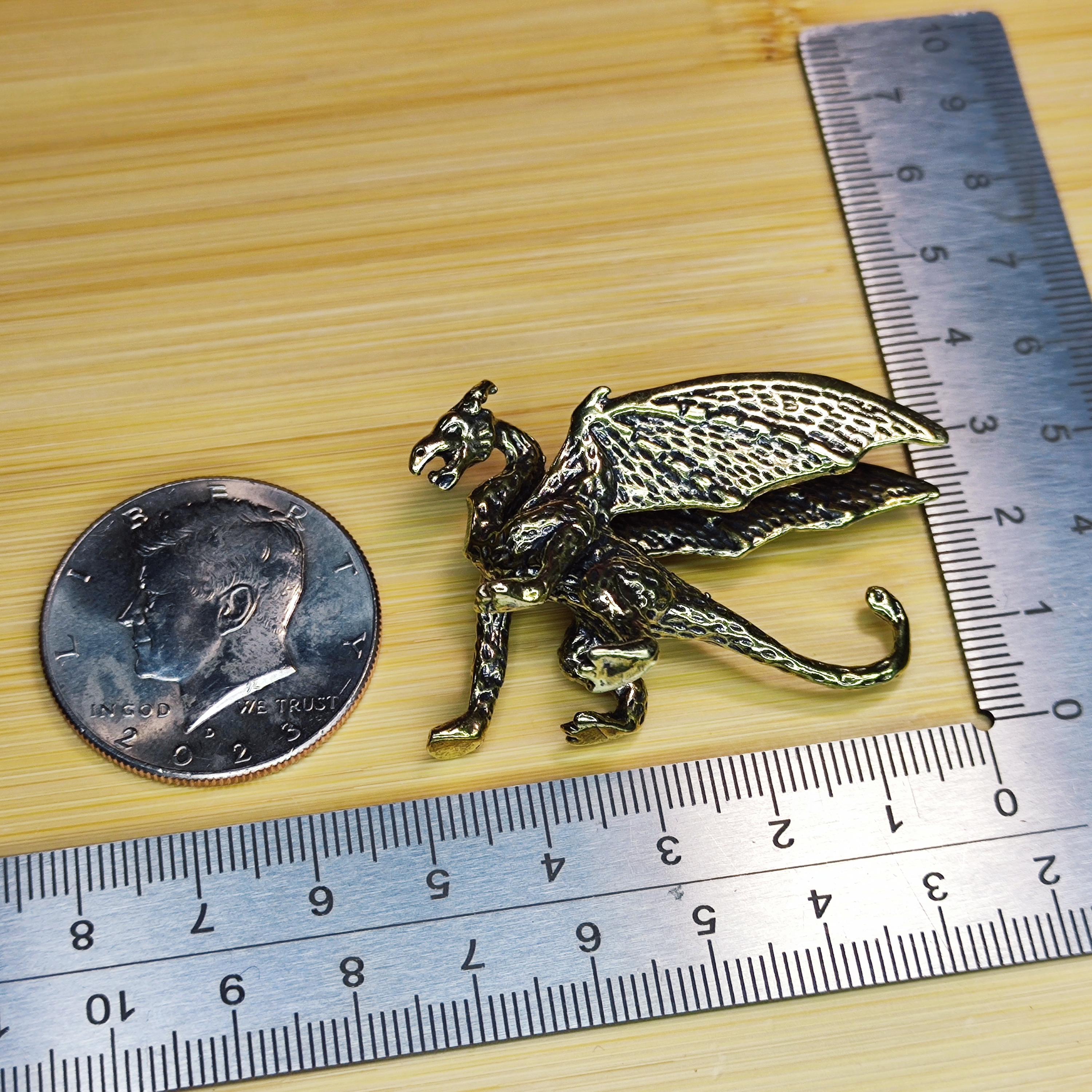 Handcrafted Brass Flying Dragon Figurine – Fantasy Miniature Sculpture for Desk, Shelf or Collector Gift - Image 3
