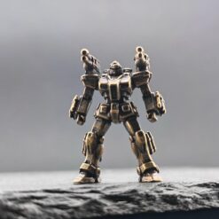 Brass Mecha Miniature — Stocky Federation Exosuit Micro Figure for Diorama, Terrarium and Aquascape