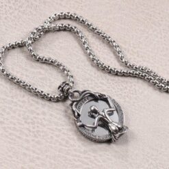 Gothic Skull Mirror Pendant Necklace Stainless Steel Serpent Dark Fantasy - Image 8