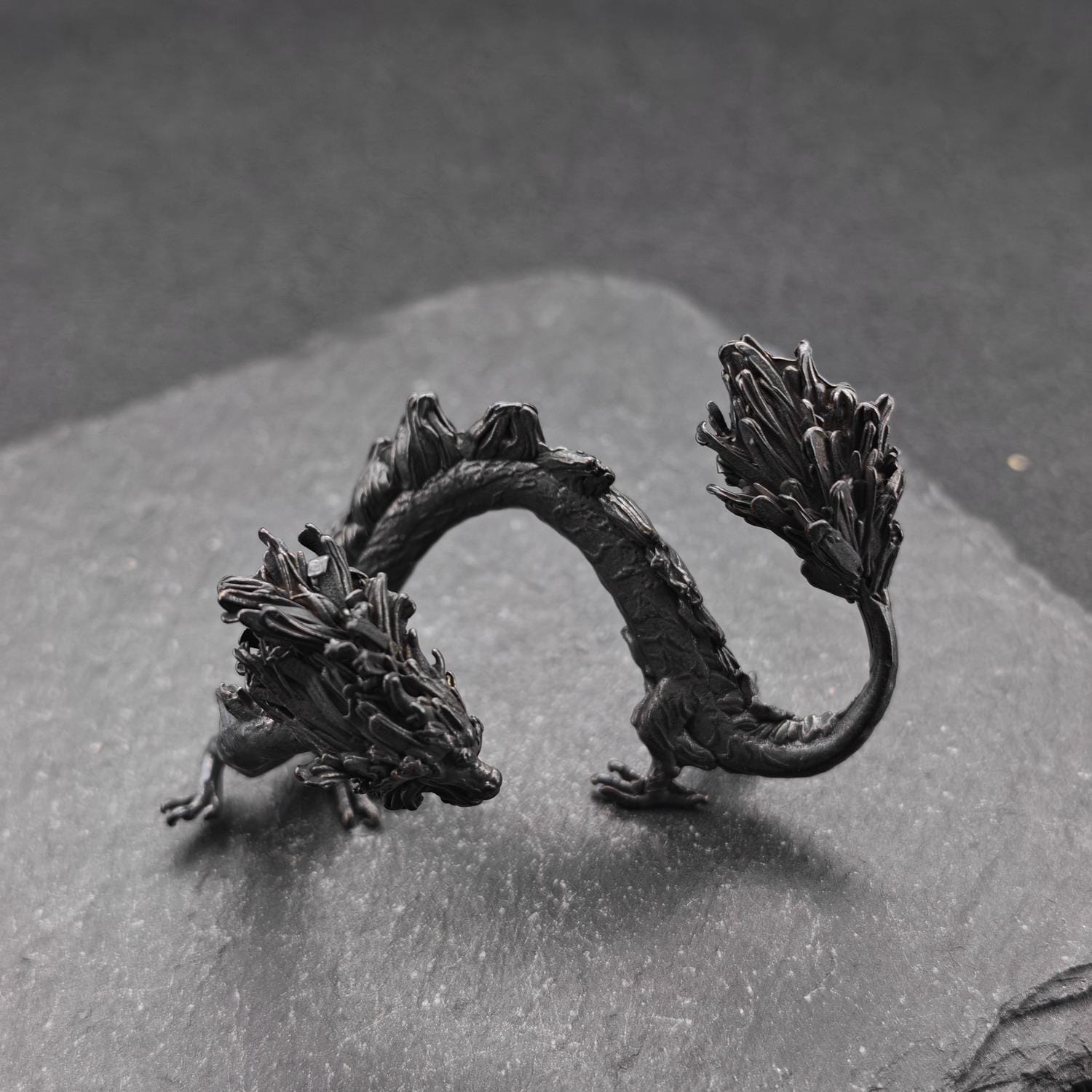 Brass Five Elements Dragon Figurine — Miniature Oxidised Sculpture for Terrarium, Aquascape, and Micro World Display - Image 9