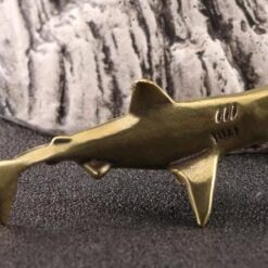 Alternative view of Mini Brass Shark Figurine – Handcrafted Ocean Animal Sculpture for Nautical Desk or Marine Decor