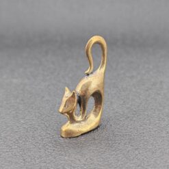 Alternative view of Brass Cat Figurine | Handmade Minimalist Sculpture | Collectible Gift