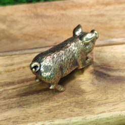 Handcrafted Brass Pig Figurine – Miniature Animal Sculpture for Desk, Shelf, Farmhouse Decor or Collectible Gift - Image 9