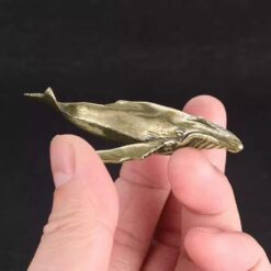 Solid Brass Whale Figurine – Miniature Ocean Animal Sculpture for Desk, Shelf, Nautical Decor or Collector Gift
