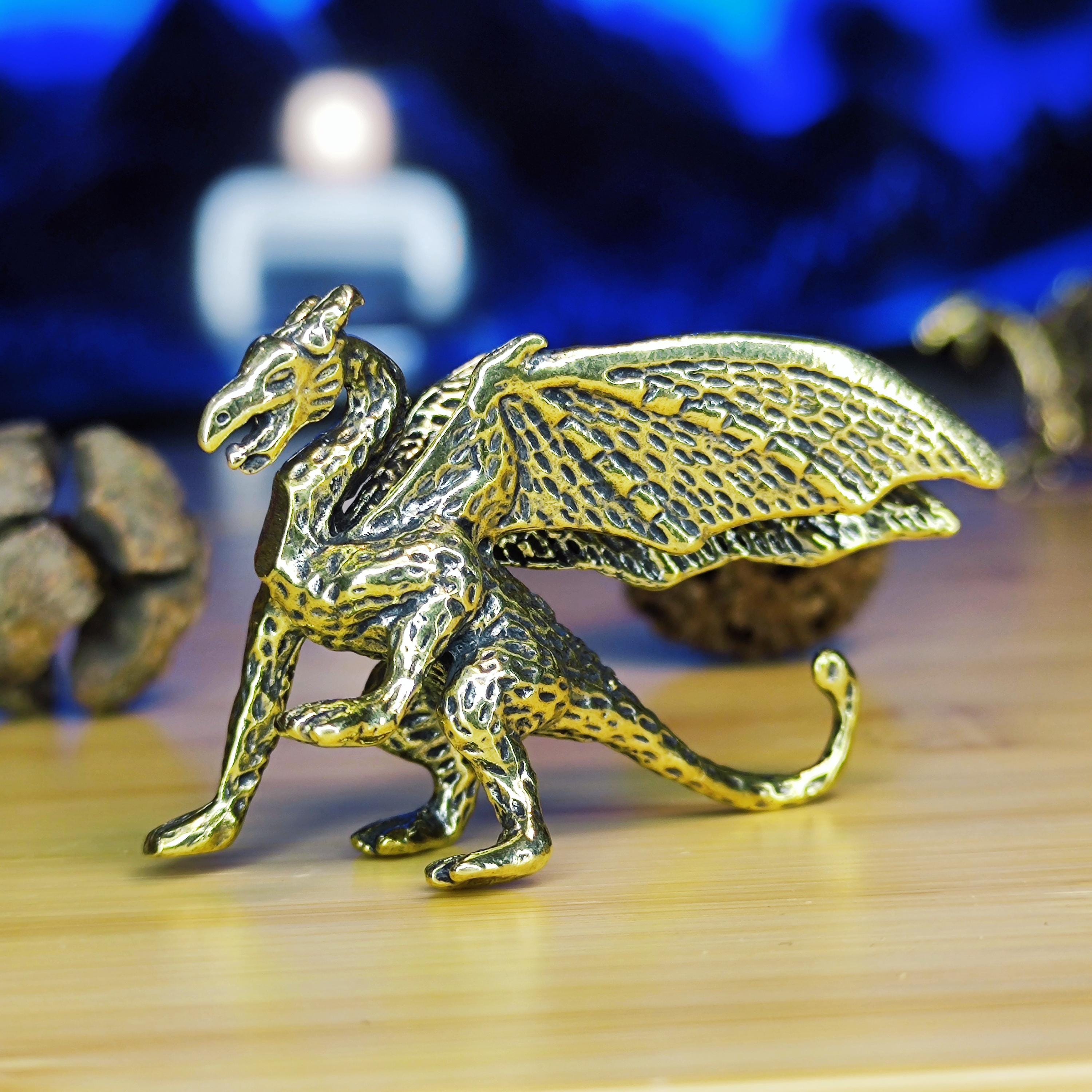 Handcrafted Brass Flying Dragon Figurine – Fantasy Miniature Sculpture for Desk, Shelf or Collector Gift - Image 7