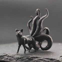 Nine-Tailed Fox Brass Figurine – Handcrafted Kitsune Mythical Collectible
