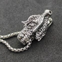 Dragon Head Pendant Necklace: Gothic Fantasy Jewelry, Stainless Steel Chain - Image 4