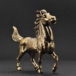 Brass Horse Figurine Miniature for Collectors, Desk Art, and Horse-Themed Home Decorations