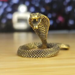 Brass Cobra Figurine – Miniature Snake Sculpture for Desk, Shelf, Feng Shui, Reptile Lover or Collector Gift