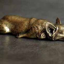 Brass Sleeping Corgi Figurine – Handcrafted Antique Finish Dog Collectible