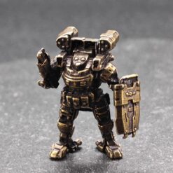 Brass Mech Warrior Miniature – Sci-Fi Robot Collectible for Terrarium, Diorama & Desktop