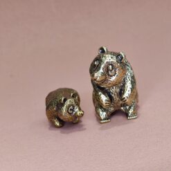 Mini Brass Panda Figurine – Cute Bear Sculpture for Desk, Shelf, Animal Lover Gift or Collector Decor