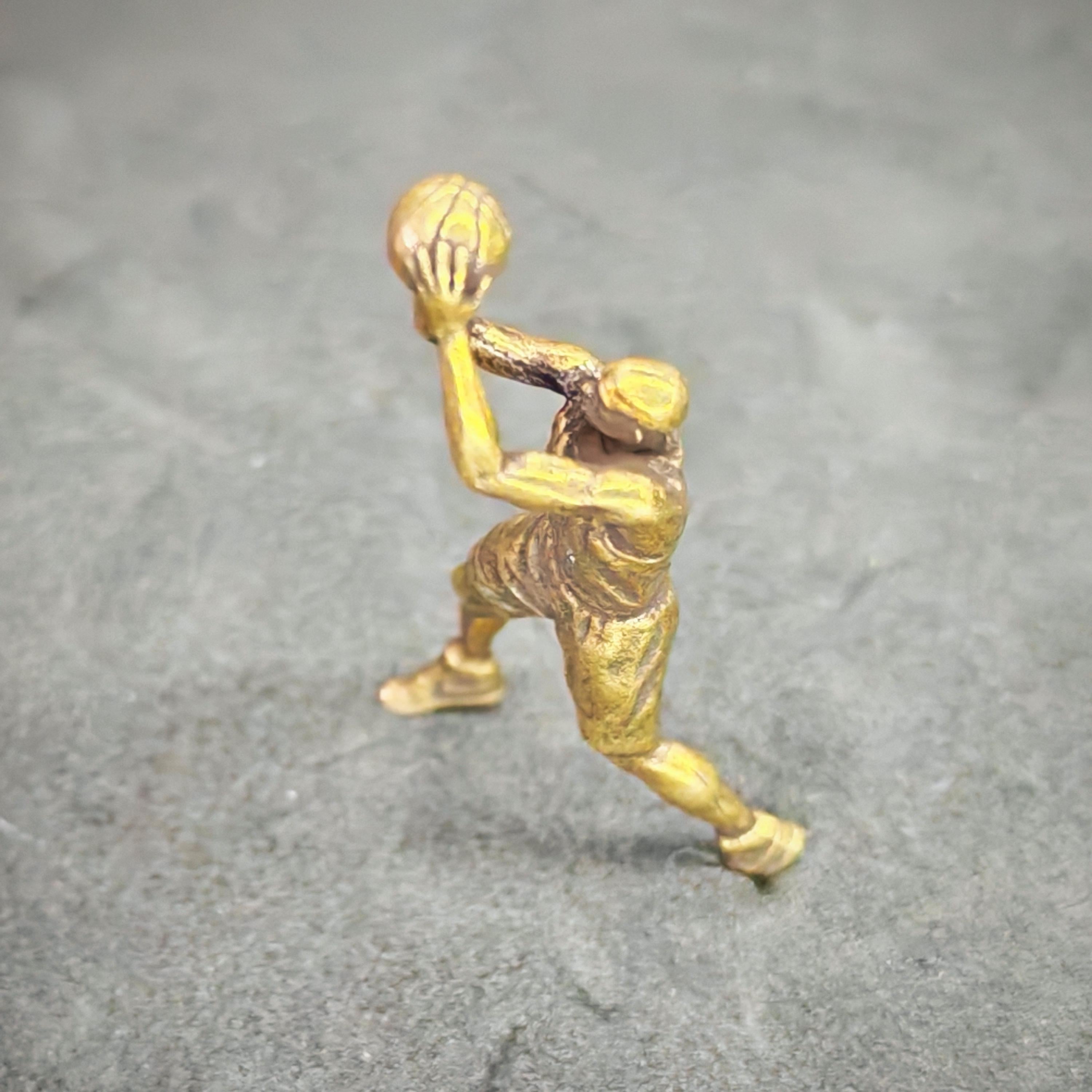 Brass Basketball Player Figurine — Vintage Sports Desk Sculpture & DIY Pendant - Image 7