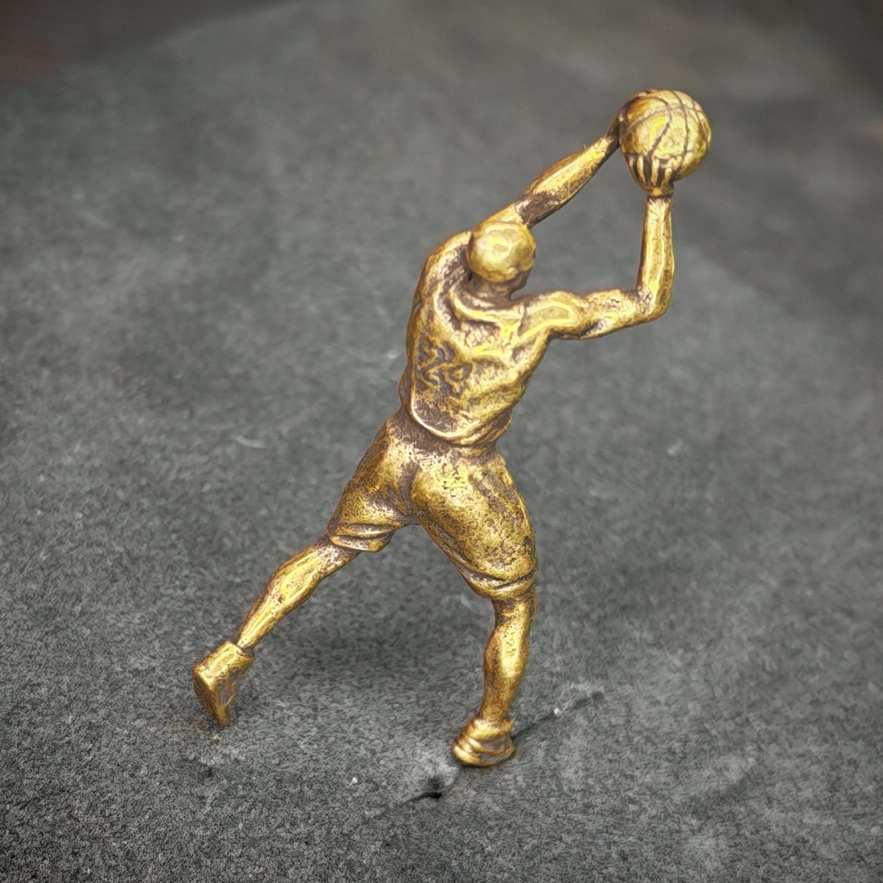 Brass Basketball Player Figurine — Vintage Sports Desk Sculpture & DIY Pendant - Image 5