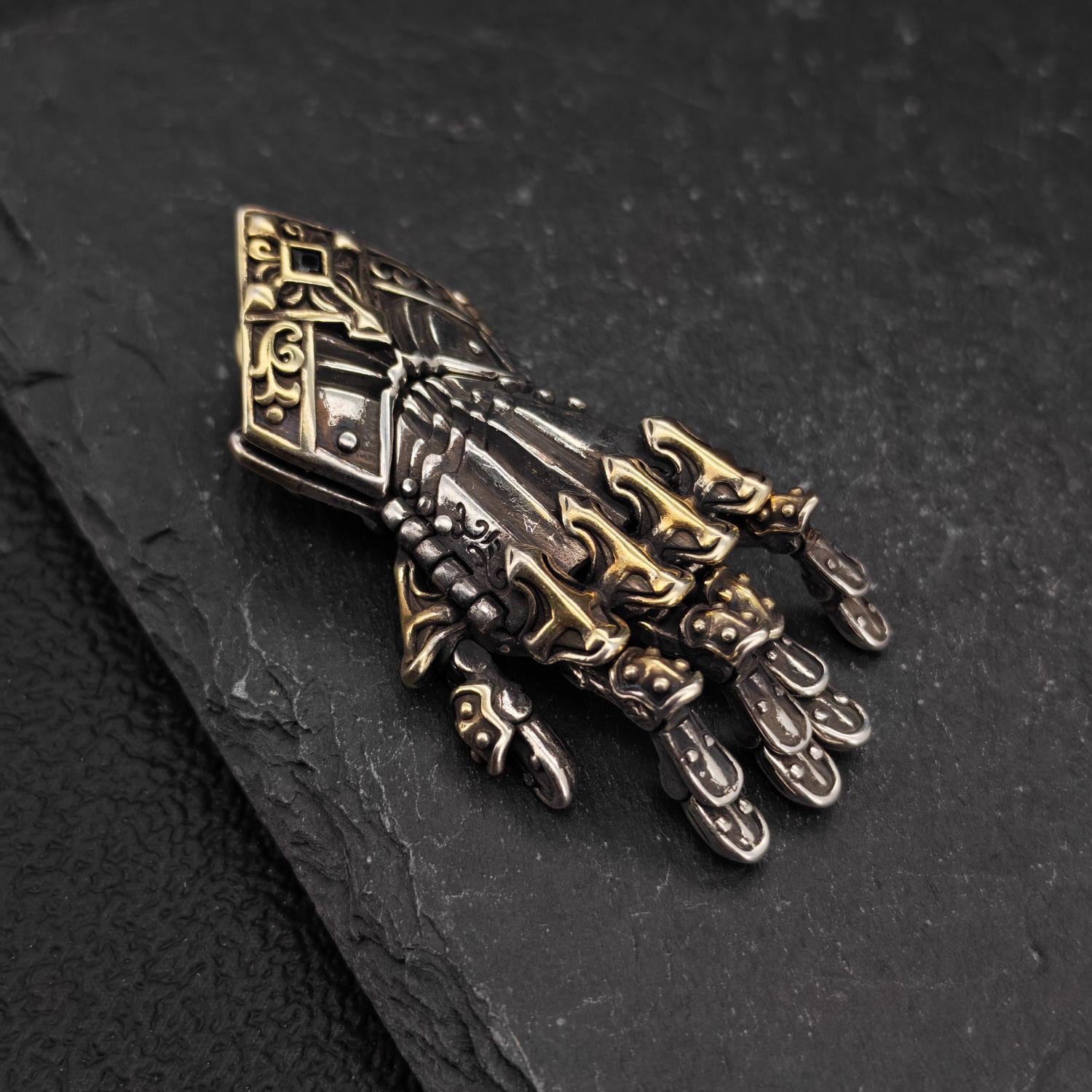 Guardian Hand Pendant — Articulated Medieval Gauntlet in Steampunk and Gothic Style - Image 3