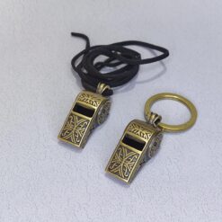 Brass EDC Whistle with Intricate Floral Pattern, Stylish Accessory Available as a Versatile Keyring or Rope Option - Image 4