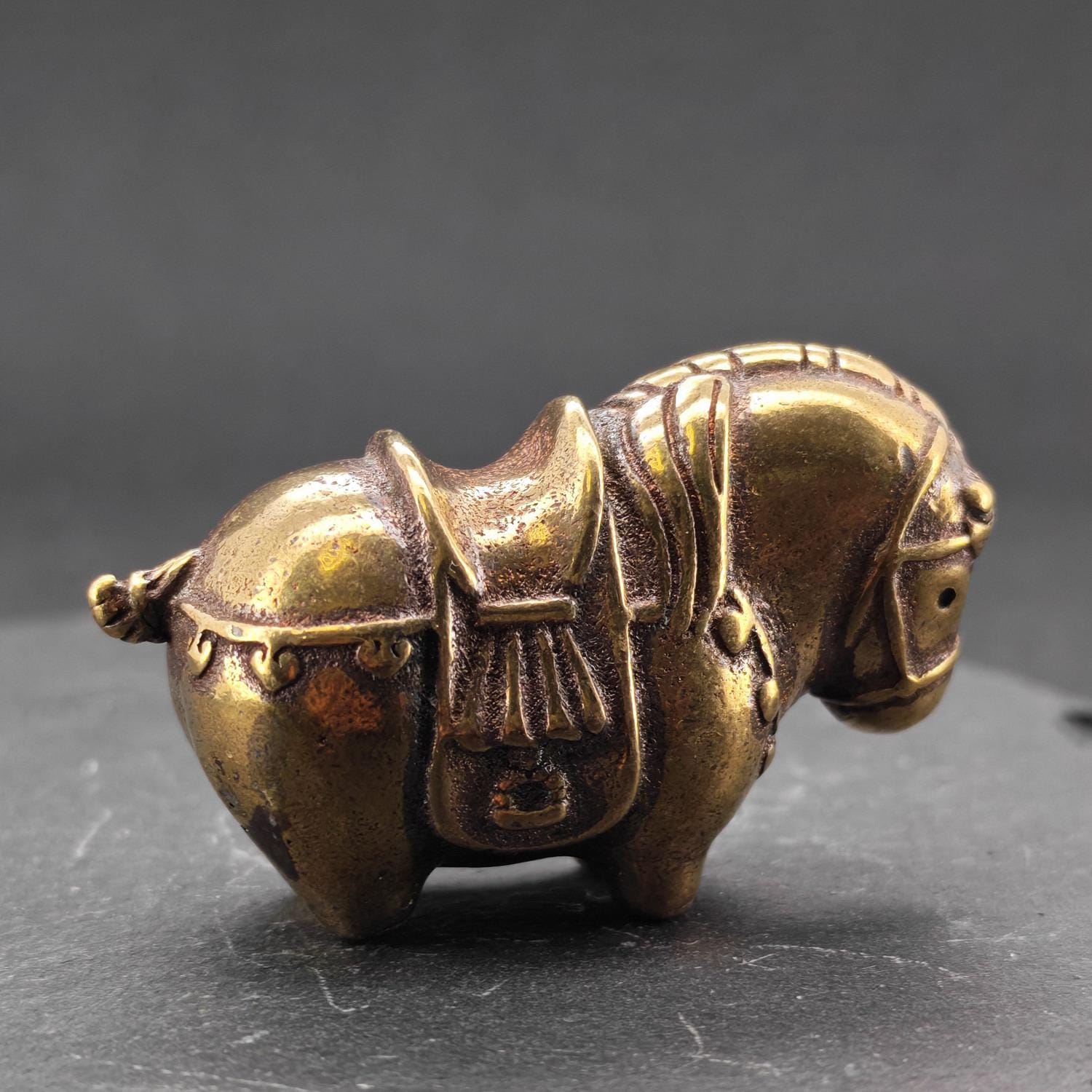 Miniature Brass Fat Horse Figurine — Handcrafted Collectible Statue - Image 4