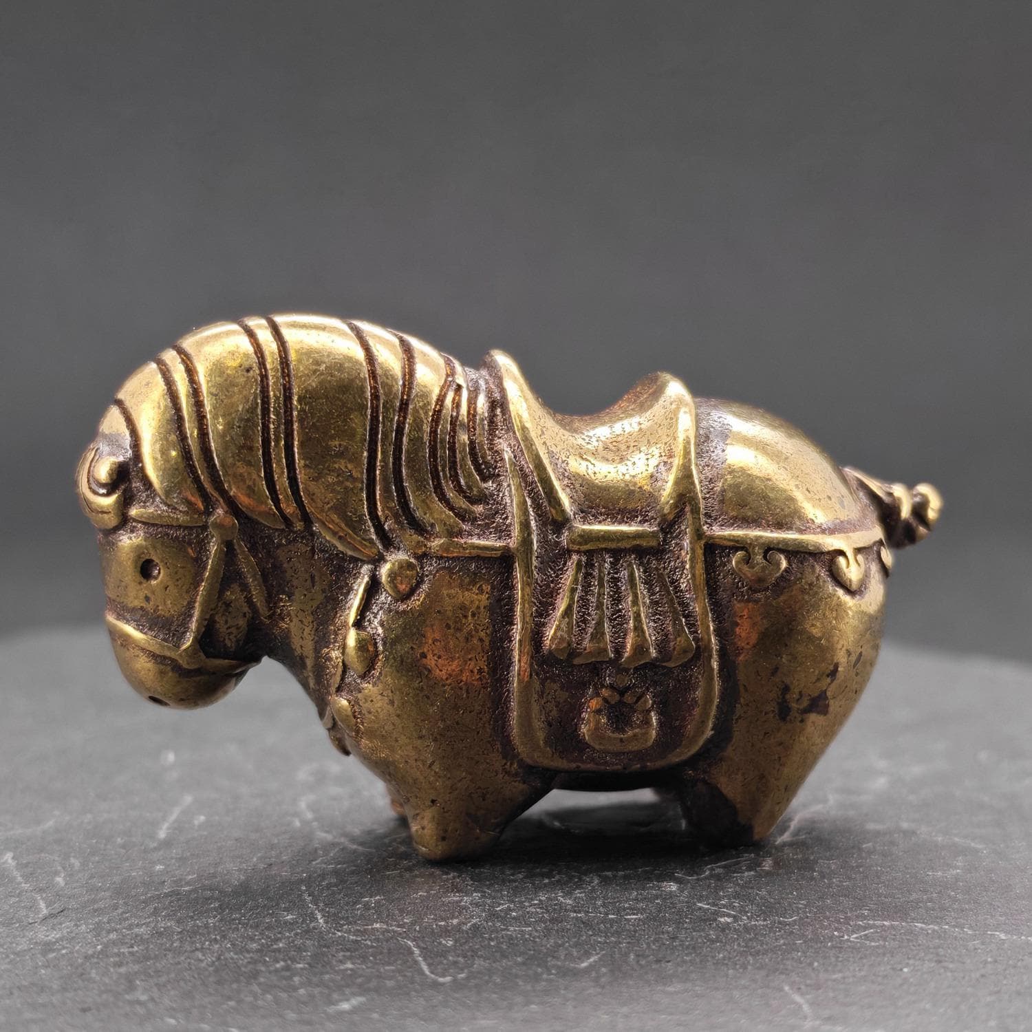 Miniature Brass Fat Horse Figurine — Handcrafted Collectible Statue - Image 5