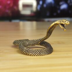 Brass Cobra Figurine – Miniature Snake Sculpture for Desk, Shelf, Feng Shui, Reptile Lover or Collector Gift - Image 3