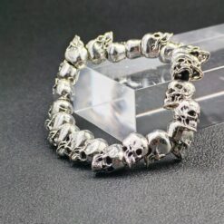 Men's Gothic Skull Bracelet – Metal Beads on Stretch Cord | Dark Fashion Punk Style Accessory - Image 4