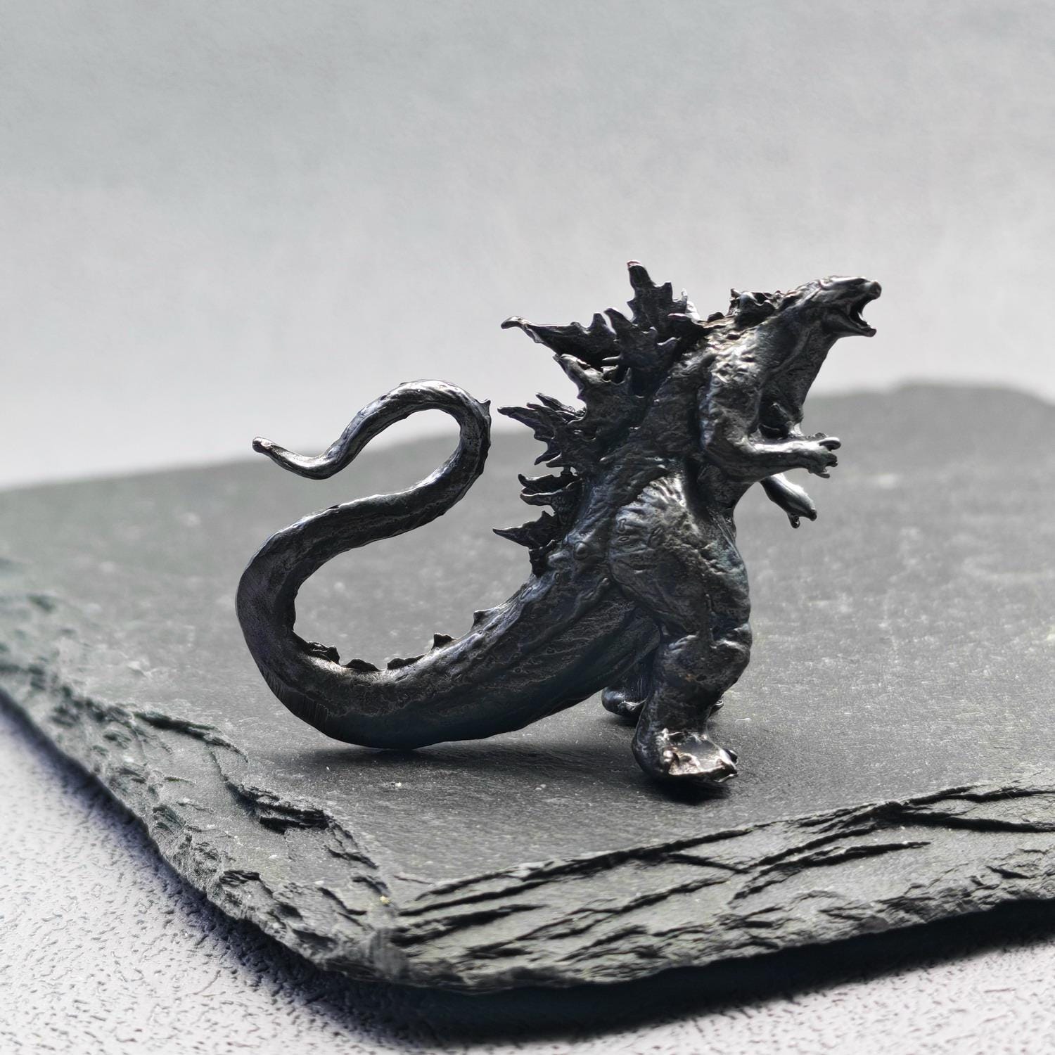 Brass Kaiju Monster Figurine — Spiked Giant Creature Desk Sculpture - Image 3