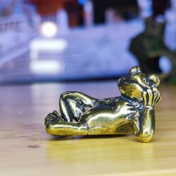 Brass Zen Frog Figurine – Relaxed Pose Meditation Sculpture for Desk, Shelf, Feng Shui or Collector Gift - Image 5