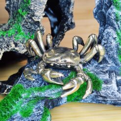 Miniature Brass Crab Figurine – Textured Marine Sculpture for Desk, Shelf, Nautical Decor or Collector Gift