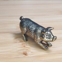 Handcrafted Brass Pig Figurine – Miniature Animal Sculpture for Desk, Shelf, Farmhouse Decor or Collectible Gift - Image 8