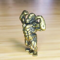 Brass Gorilla Figurine – Muscular Wildlife Sculpture for Desk, Shelf, Nature Lover Gift or Collector Decor - Image 5
