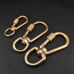 Solid Brass Locking Swivel Round Tail Hook for Pet Leashes, Bag Straps, Keychains, Leathercraft DIY Craft Hardware Supply