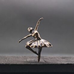 Brass Black Swan Ballerina Figurine — Miniature Lost-Wax Cast Dance Sculpture for Terrarium, Aquascape, and Collector Display